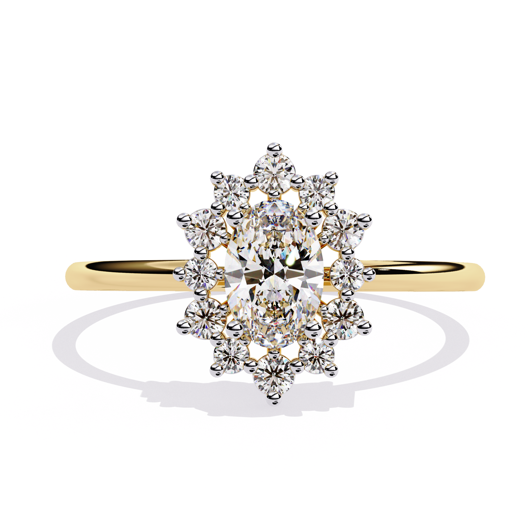 Solitairekart – 0.52 ct Floral Halo Ring Lab Grown Diamond Ring in 14K Yellow Gold